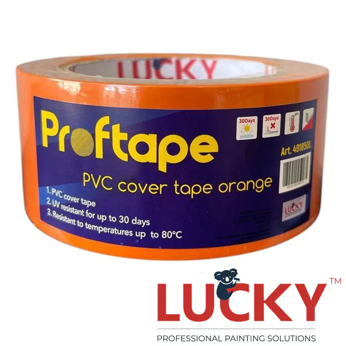 Лента малярная ПВХ Lucky 50 мм х 33 м. 491850L. Оранжевая. Китай.