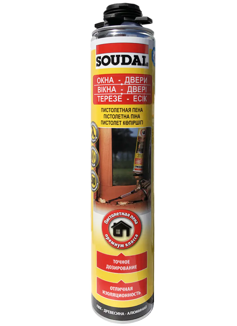 Монтажная пена Soudal Professional (окна, двери) под пистолет 750 мл.