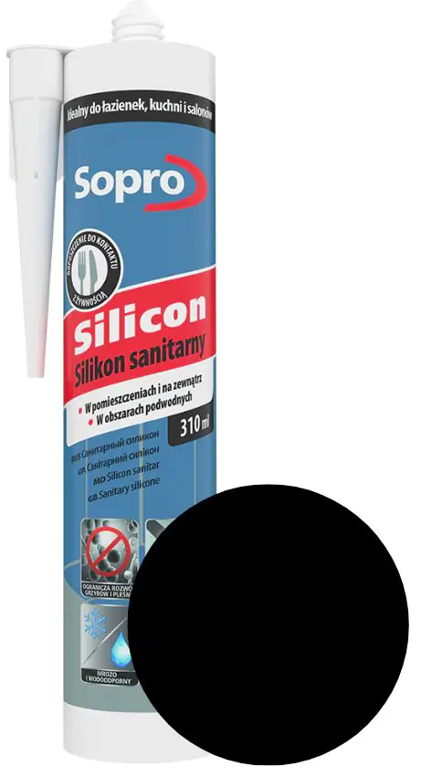 Герметик силиконовый Sopro. 310 мл. Глубоко черный 96. Польша.