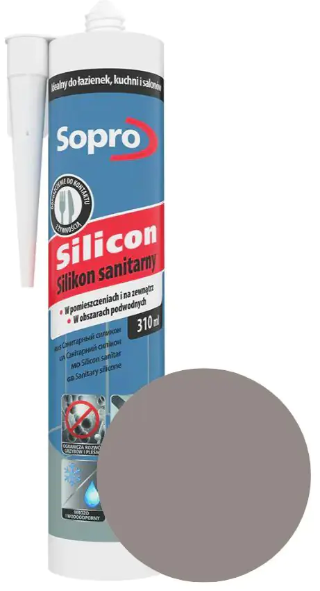 Герметик силиконовый Sopro. 310 мл. Песочно-серый 18. Польша.