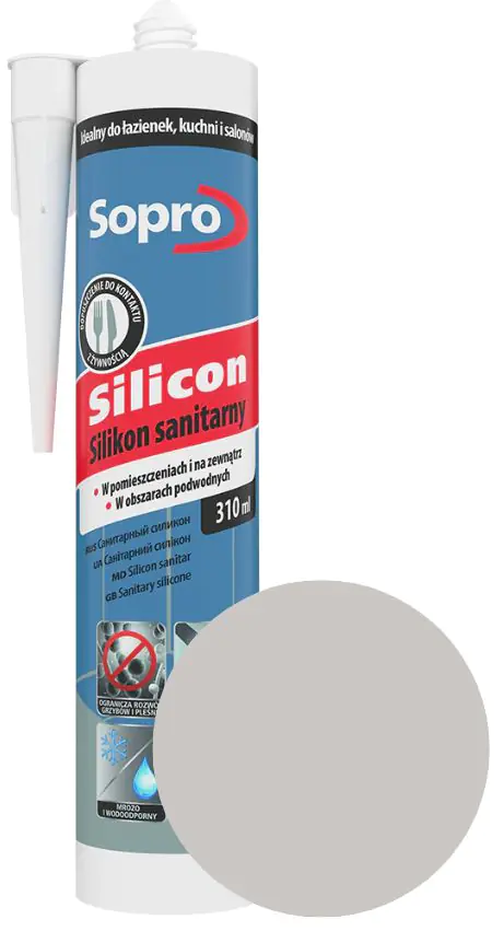 Герметик силиконовый Sopro. 310 мл. Серебристо-серый 17. Польша.