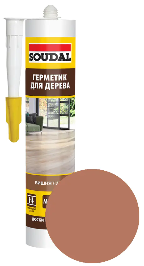 Герметик акриловый для дерева Soudal вишня, ольха 280 мл. Бельгия.