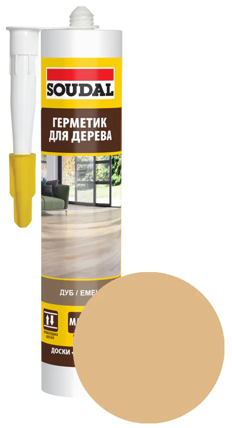 Герметик акриловый для дерева Soudal дуб 280 мл. Бельгия.