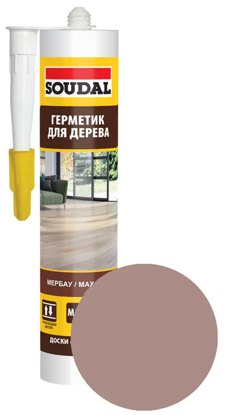 Герметик акриловый для дерева Soudal махагон 280 мл. Бельгия.