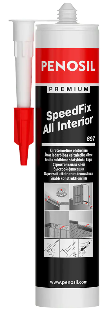 Клей монтажный Penosil SpeedFix Acrylic High Tack 697. Белый. 280 мл. Эстония.