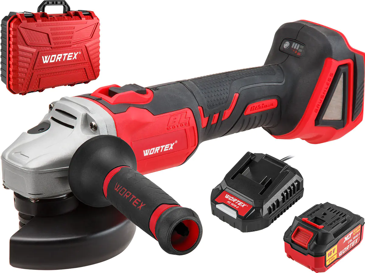 Угловая аккумуляторная шлифмашина (болгарка) Wortex CAG 1812E в кейсе.